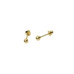 Brinco Infantil Bebê Bola 3mm Ouro 18K