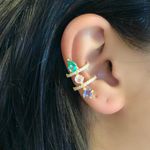 Piercing Fake Duplo Colorido Candy Banhado Ouro 18K