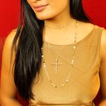 Colar Crucifixo Palito Banhado Ouro 18K