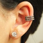 Piercing Fake Três Fileiras Zircônias Banhado Ródio Negro