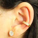 Piercing Fake Duas Fileiras Zircônias Banhado Ouro 18K