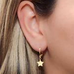 Brinco Argola Estrela Lisa Banhado Ouro 18K