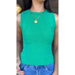 Tricot Feminino com Gola Redonda Detalhe Trançado Lateral Verde