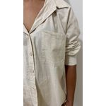 Camisa Feminina em Linho com Algodão - Manga Longa, Cor Bege, Elegância e Conforto