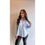  Camisa Feminina em Linho com Algodão- Manga Longa, Cor Azul Bebe, Elegância e Conforto