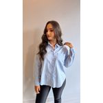  Camisa Feminina em Linho com Algodão- Manga Longa, Cor Azul Bebe, Elegância e Conforto