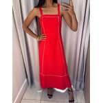 VESTIDO MIDI VERMELHO E LISTRA BRANCA 16124 PIGMENTO JEANS VERMELHO