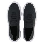 Tênis Masculino Mescla Cinza com Cadarço Elástico Fácil Knit