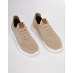 Tênis Masculino Meia Knit Calce Fácil Bege Esportivo