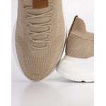 Tênis Masculino Meia Knit Calce Fácil Bege Esportivo