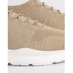 Tênis Masculino Meia Knit Calce Fácil Bege Esportivo