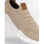 Tênis Masculino Meia Knit Calce Fácil Bege Esportivo