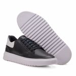 Tênis Masculino Sneaker Preto e Branco Casual Sola Alta Leve e Com Estilo 