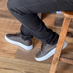 Tenis Sneaker Masculino Café Casual Sola Alta Leve