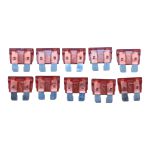 Kit 10 Fusíveis Lâmina Universal 10 Amperes Vermelho