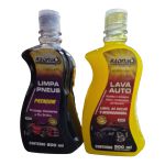 kIt Shampoo Automotivo + Limpa Pneus Pretinho 500ml Radnaq