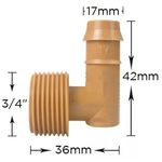 Joelho adaptador ¾” macho x Ø 17mm