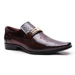 Sapato Social Gofer Em Couro Verniz Dark Red com Detalhes