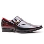 Sapato Social Gofer Em Couro Verniz Dark Red com Detalhes em Colmeia Preto - 0701APU