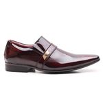 Sapato Social Gofer em Couro Verniz Dark Red com Detalhes Estampados Exclusivos - 17288APU