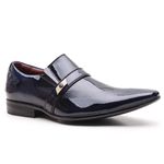 Sapato Social Gofer em Couro Verniz Dark Blue com Detalhes Estampados Exclusivos - 17288APU