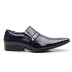 Sapato Social Gofer em Couro Verniz Dark Blue com Detalhes Estampados Exclusivos - 17288APU