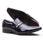 Sapato Social Gofer em Couro Verniz Dark Blue com Detalhes Estampados Exclusivos - 17288APU