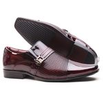 Sapato Social Gofer em Couro Verniz Dark Red com Textura Vector Exclusiva - 0861APU