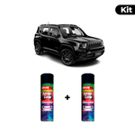 KIT SPRAY AUTOMOTIVO - PRETO CARBON 2016/17 POL + VERNIZ RAPIDO 300ML