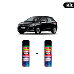 KIT SPRAY AUTOMOTIVO - PRETO OURO NEGRO 2016 POL + VERNIZ RAPIDO 300ML