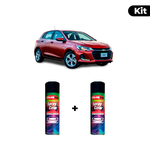 KIT SPRAY AUTOMOTIVO - VERMELHO CARMIN POL + VERNIZ RAPIDO 300ML