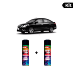 KIT SPRAY AUTOMOTIVO - PRETO PREMIUIM 12/13 POL + VERNIZ RAPIDO 300ML