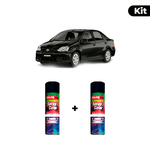 KIT SPRAY AUTOMOTIVO - PRETO ROCK 2013 POL + VERNIZ RAPIDO 300ML