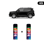 KIT SPRAY AUTOMOTIVO - PRETO SHADOW LISA 201 POL + VERNIZ RAPIDO 300ML