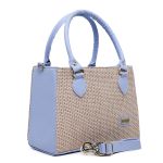 Bolsa Luxo Feminina Palha Baú Alça de Mão e Transversal Azul claro - Gouveia Costa