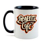 Caneca porcelana Graffiti com Café