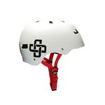 CAPACETE BRANCO FOSCO FITA VERMELHA IRON PROFISSIONAL
