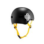 CAPACETE PRETO FOSCO FITA AMARELA IRON PROFISSIONAL