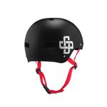 CAPACETE PRETO FOSCO FITA VERMELHA IRON PROFISSIONAL