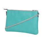 Bolsa Clutch Transversal em Couro Griffazzi Verde Água