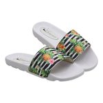 Chinelo Slide Cancún Branco Abacaxi Listrado
