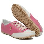 Sapatênis Em Couro Sarah Rosa Com Off White