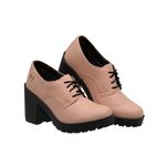 Sapato Scarpin Oxford Stéfani Nude Sola Preta