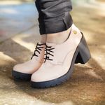 Sapato Scarpin Oxford Stéfani Nude Sola Preta