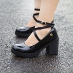 Sapato Scarpin Boneca Vitória Preto Verniz