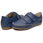 Sapatênis Em Couro Valentina Azul Marinho