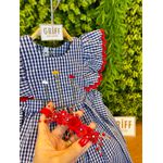 Vestido Jardim Fru-fru Xadrez azul/vermelho