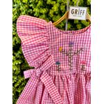  Vestido Jardim Fru-fru Xadrez Rosa