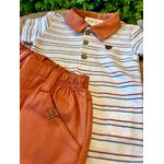 Conjunto Body Listrado Polo + Short Bebê