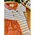 Conjunto Body Listrado Polo + Short Bebê